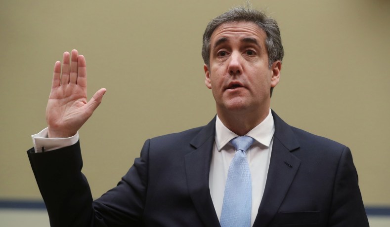 Michael Cohen, the former personal attorney of U.S. President Donald Trump, is sworn to testify before a House Committee on Oversight and Reform hearing on Capitol Hill in Washington, U.S.