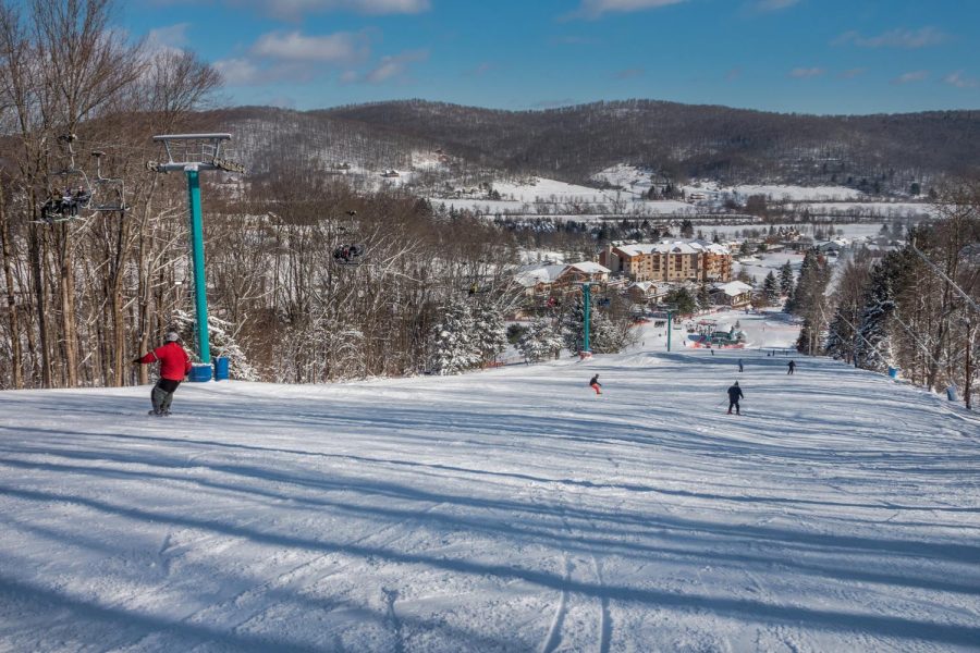 Image of the ski slopes located at Holiday Valley in New York. 