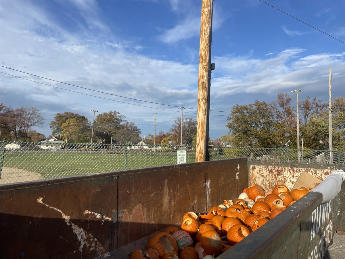 The pumpkin compost bin at Kauffman Park is giving Jack-o'-lanterns a second life by turning them into compost for a greener future