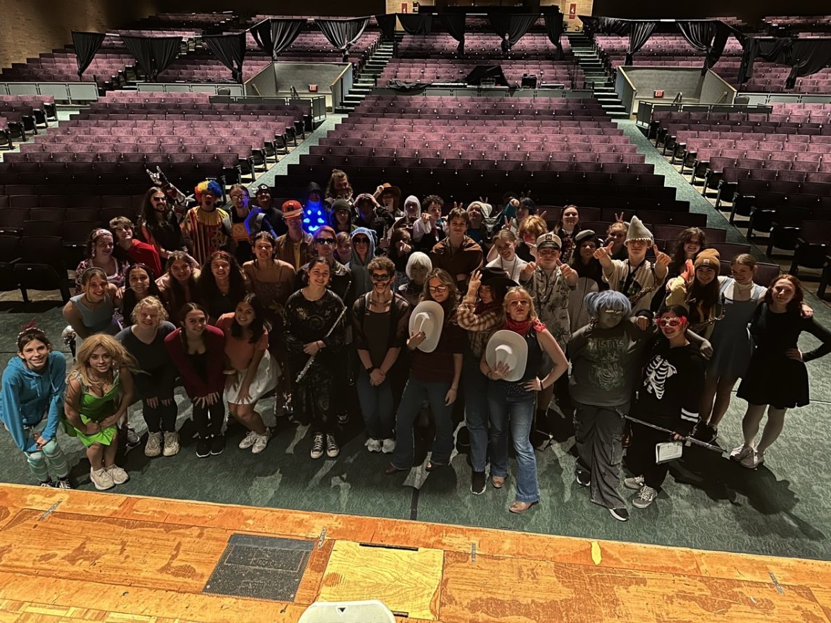 The Marching Band celebrates Halloween by dressing up in costumes for the civic rehearsal for their annual concert