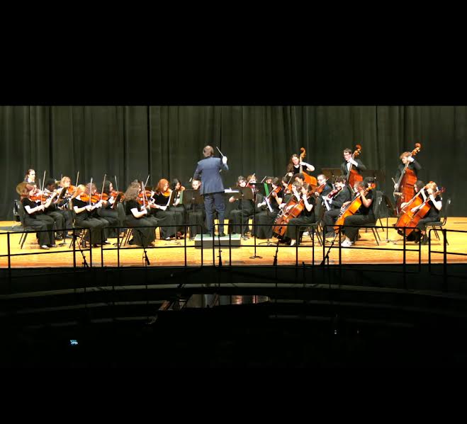 The Lakewood orchestra playing at the Silver and Gold Concert.