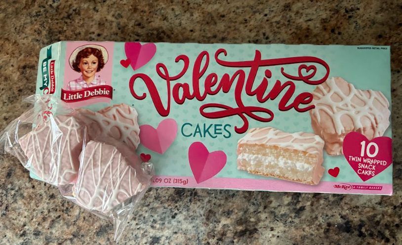 Little Debbie Valentine Cakes are shaped as hearts that come in packs of two, perfect to share with a friend