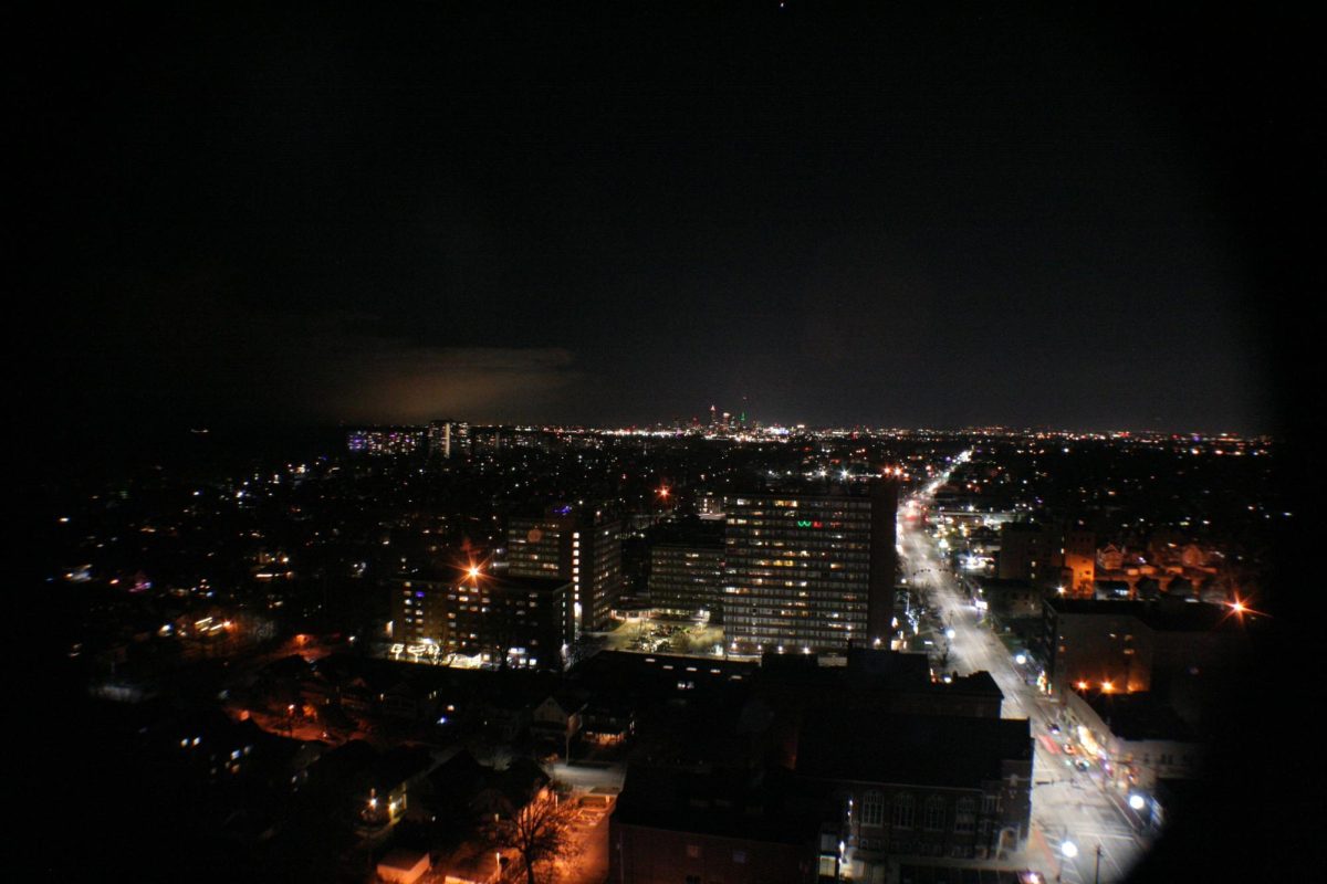 Downtown Lakewood at night, seen from the roof of Lakewood Center North.