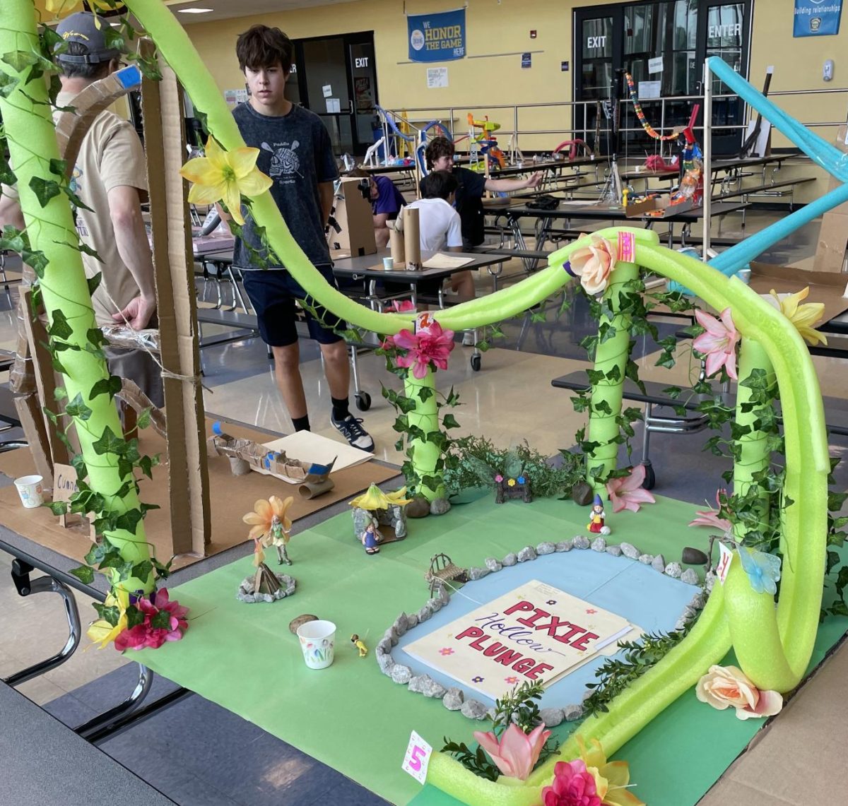 Winner of the Best of Show award, the Pixie Hollow Plunge coaster displayed at the 25th annual Physics Roller Coaster Open House.