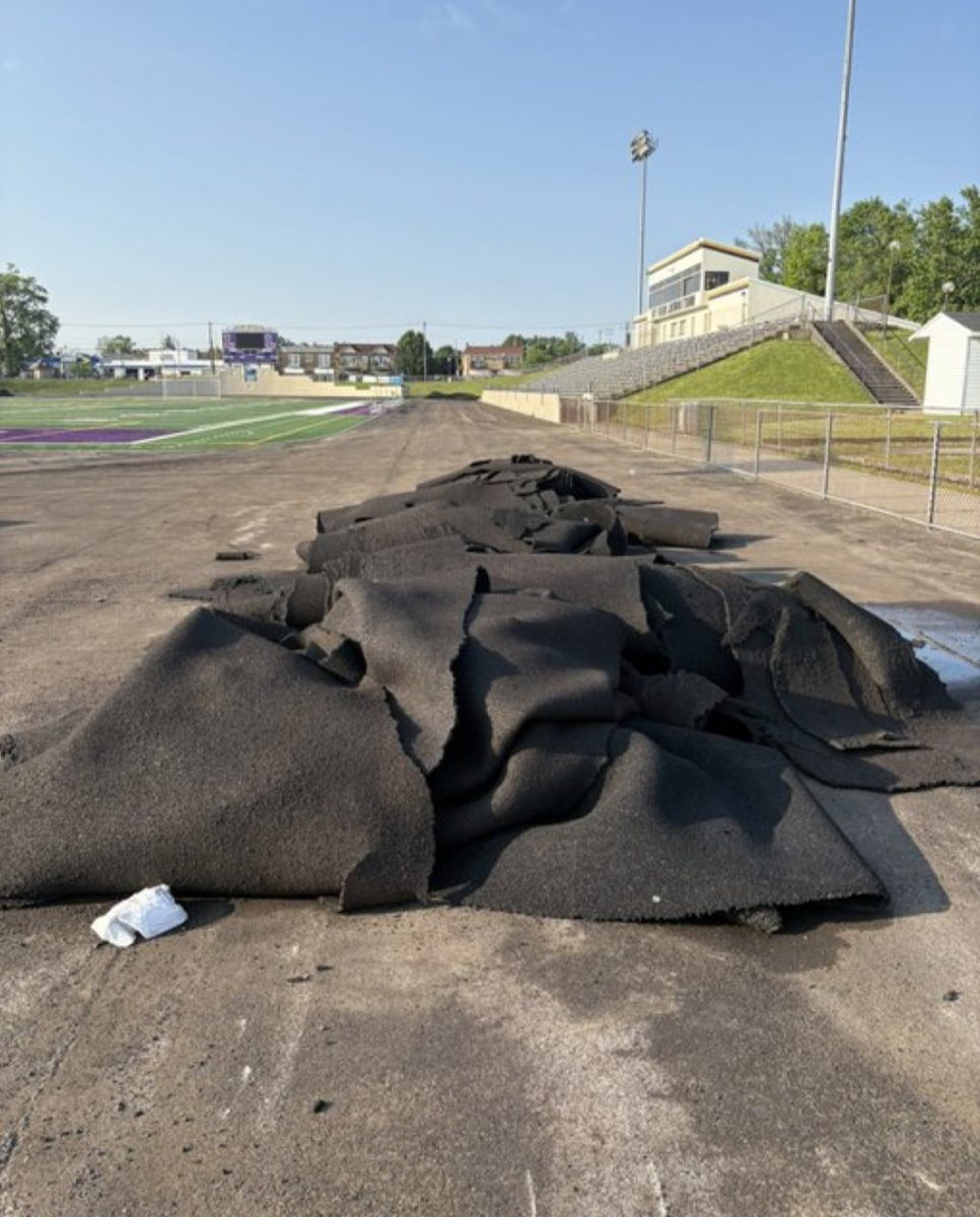 The top layer of the previous track, after being ripped out.