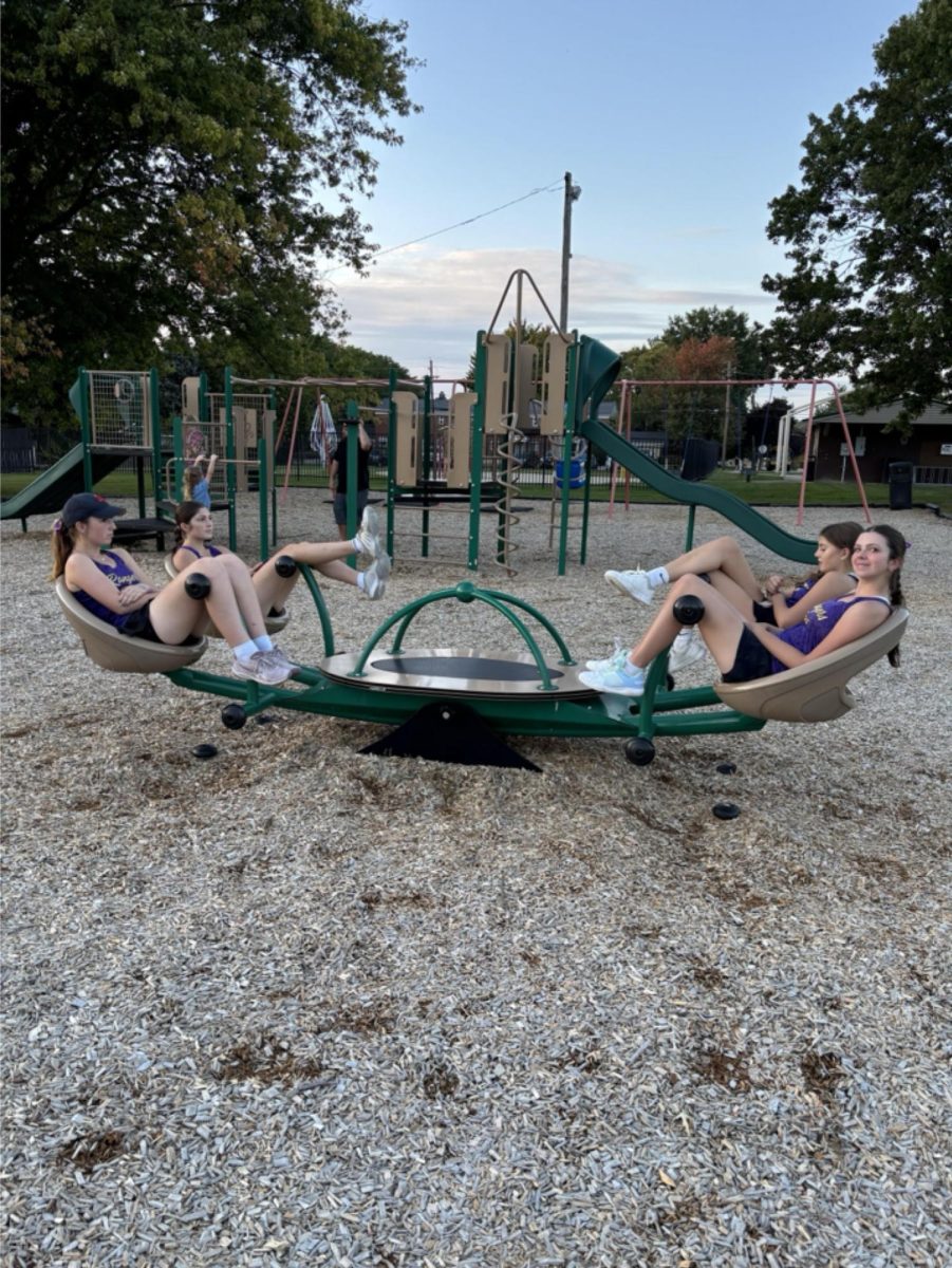 Maya, Brynn, Peyton, and Lila celebrate their hard work with fun at the park.