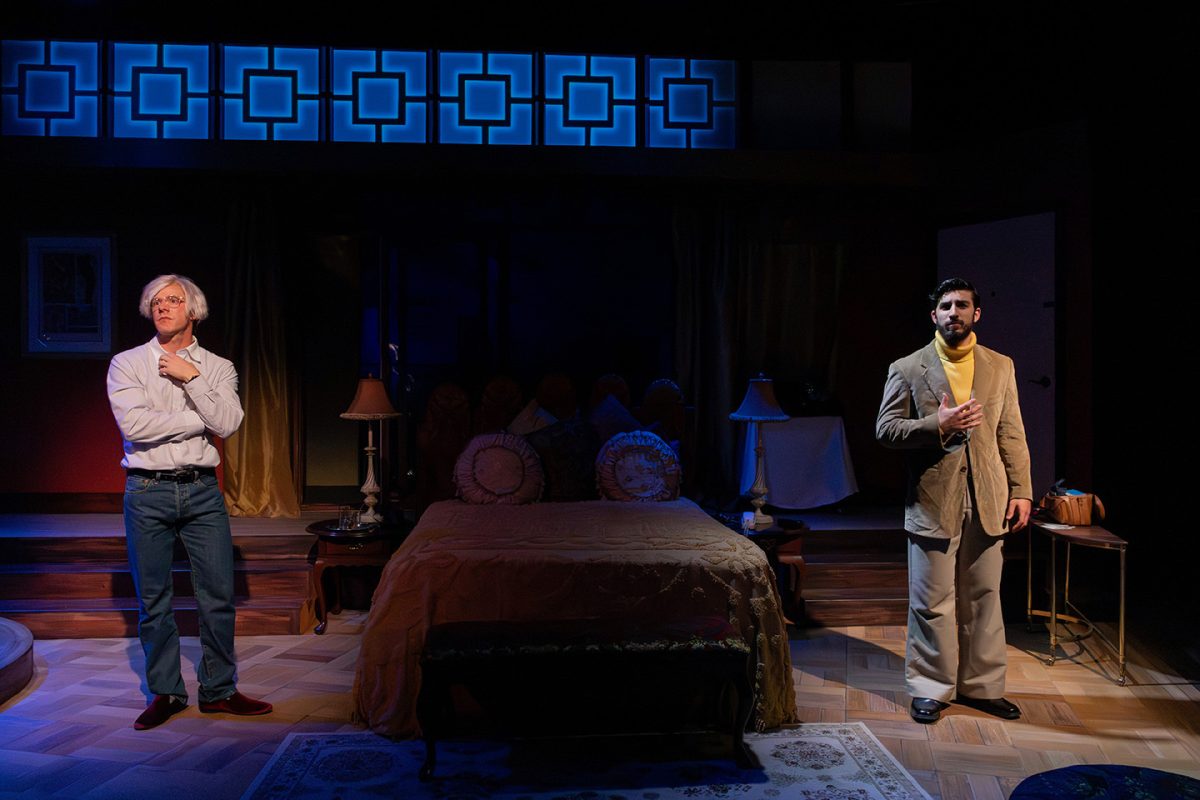Scott Esposito and Kareem Mchaourab displayed in the closing scene of the play delivering a power ending of standing still in time and watching.