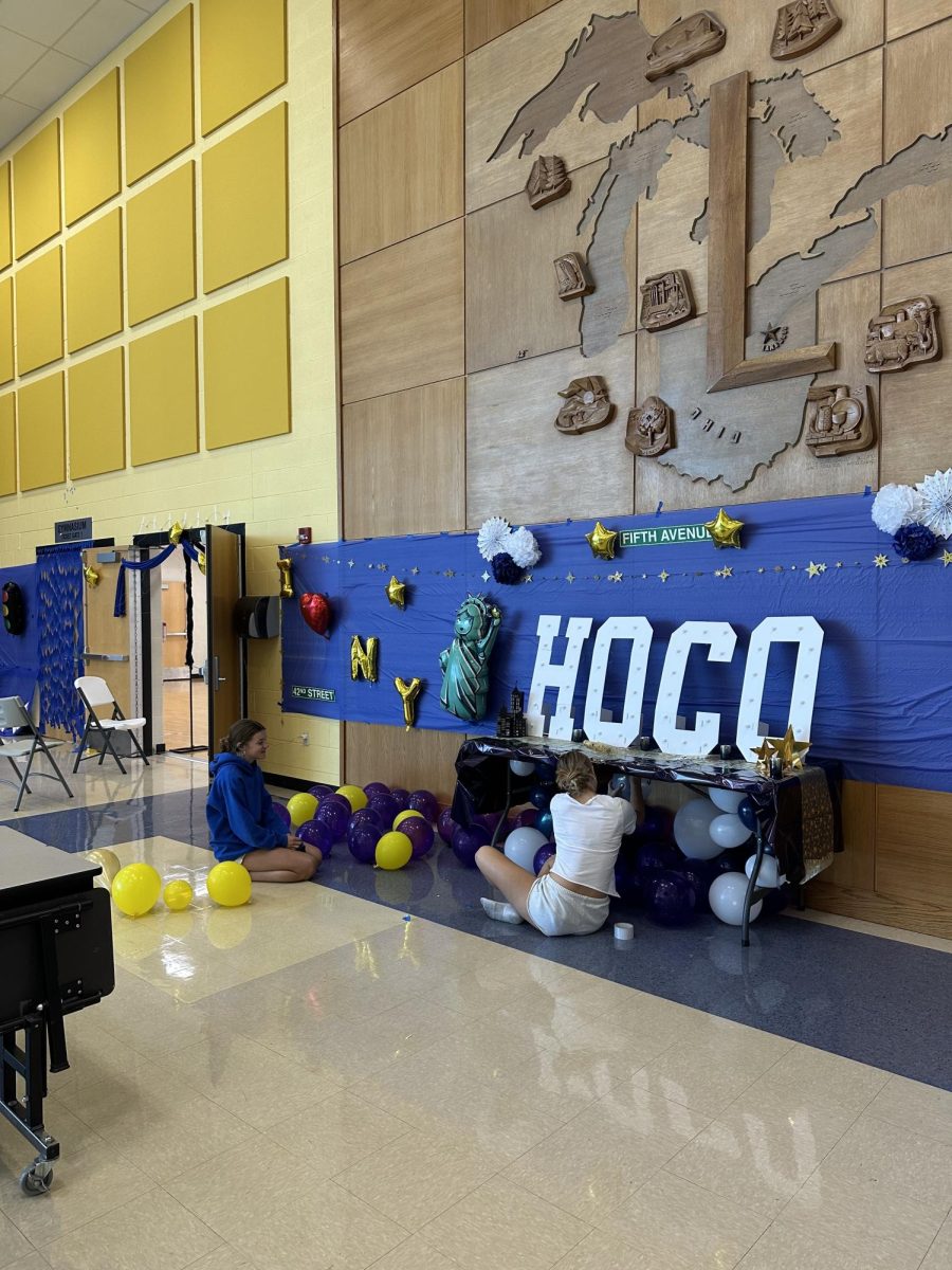 Student Council decorating the cafeteria before the dance.