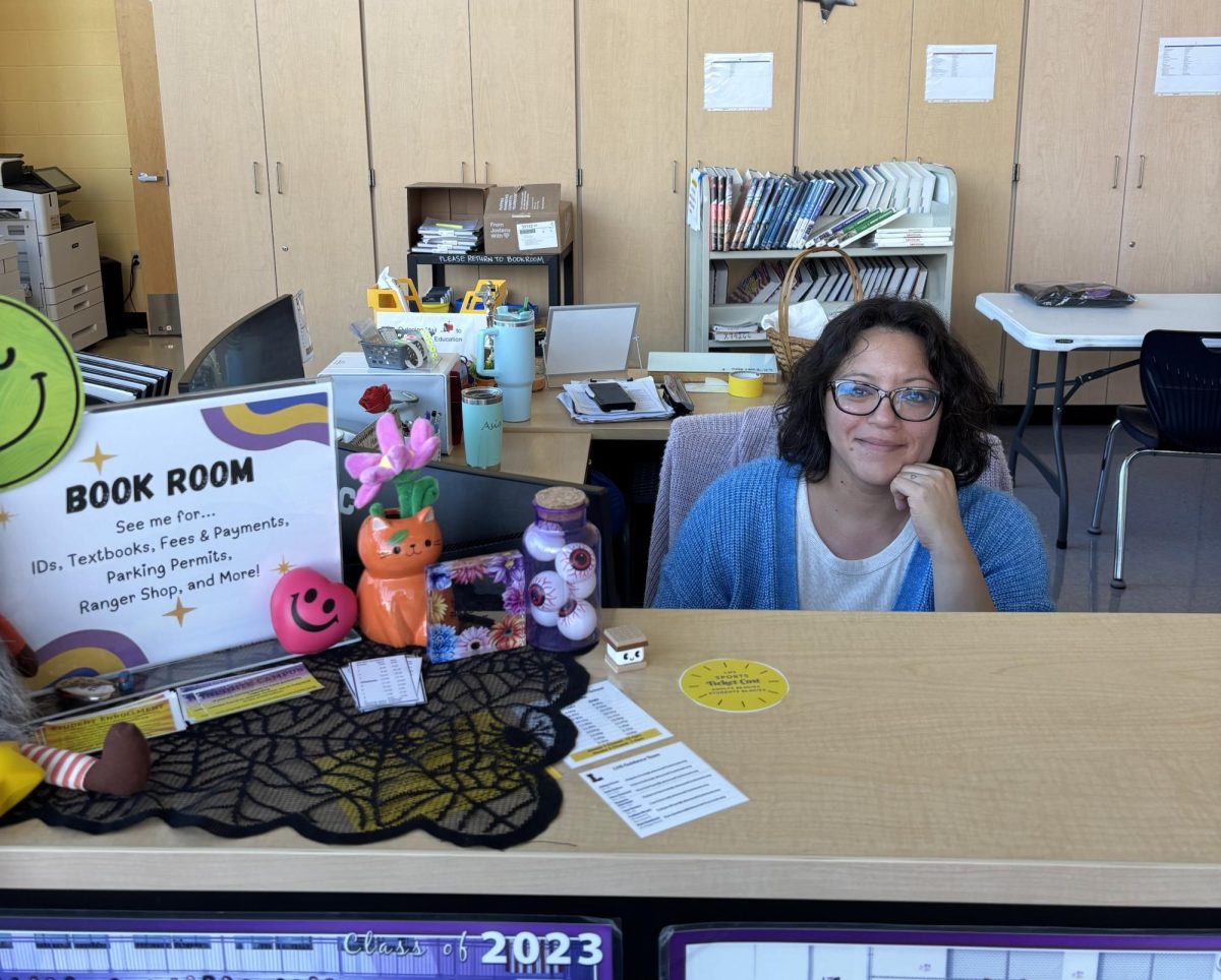 Head of the bookroom, Asia Mestek, prepared to greet students each day.