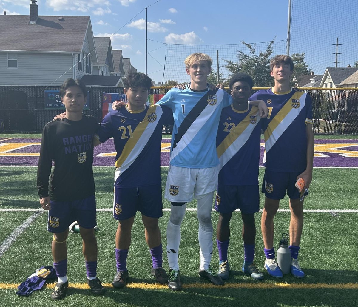 From left: Seniors Mooler Dar, Moo Blue Soe, Louis Van Der Kuil, Lawrence Moore, and Seth Hammersmith.