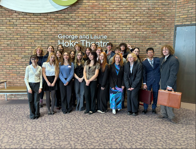 Members of the Lakewood High School Model UN team pose together at Lorain County Community College.