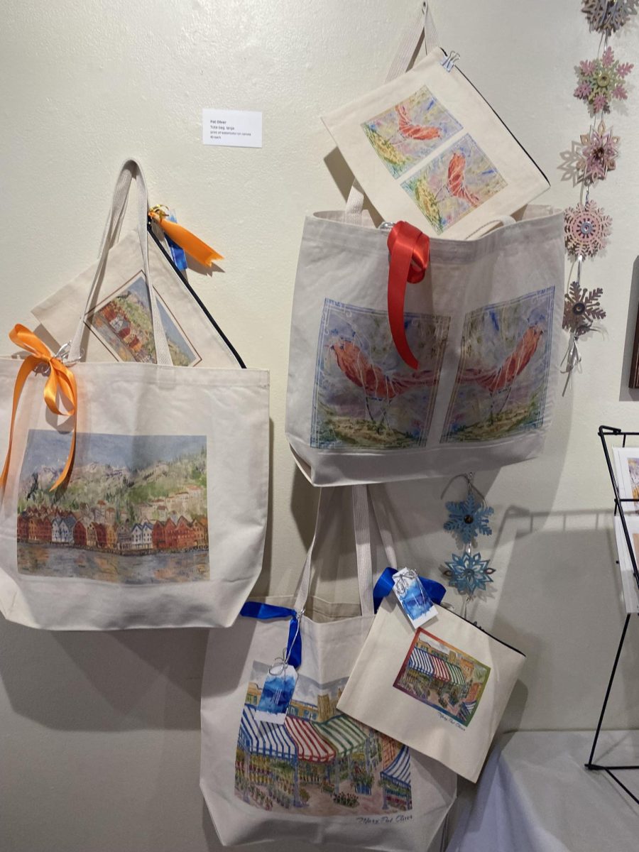 Mary Pat Oliver: Handmade Tote Bags of PrintWatercolor on Canvas.