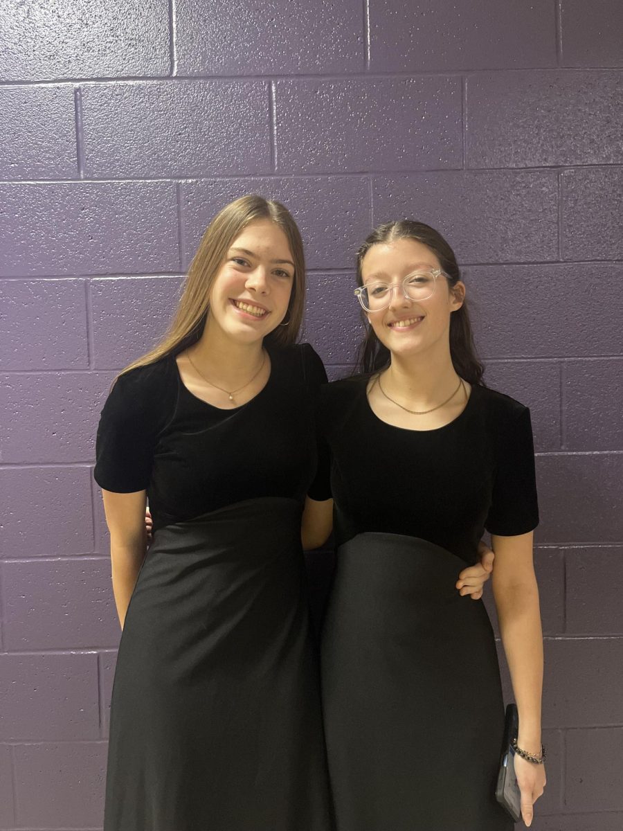 Orchestra students Cory Clemens and Kiera Jarecke after the concert 