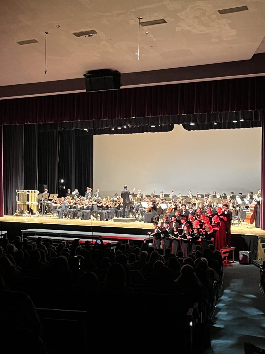 The band, orchestra, and choir performed all together.