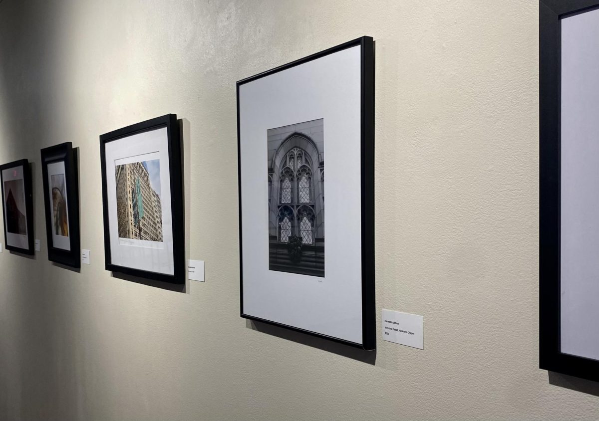 Only part of the display of the 52 pieces of artwork