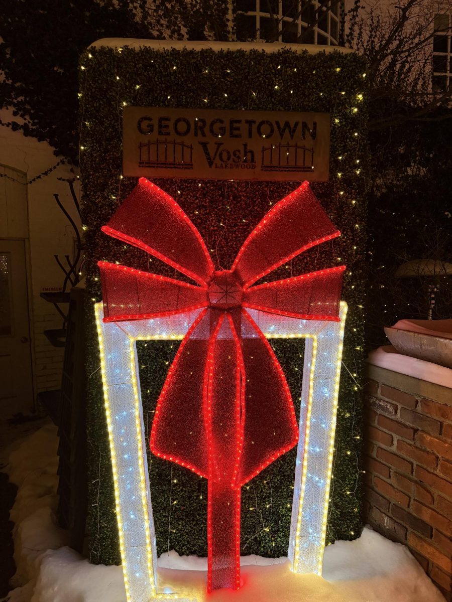 Holiday decorations at the entrance of Georgetown.