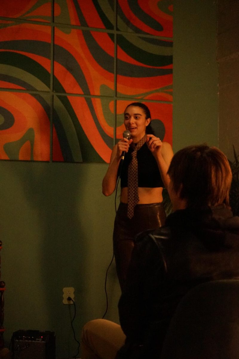 Comedian Sofia Rivera performs her stand-up routine.