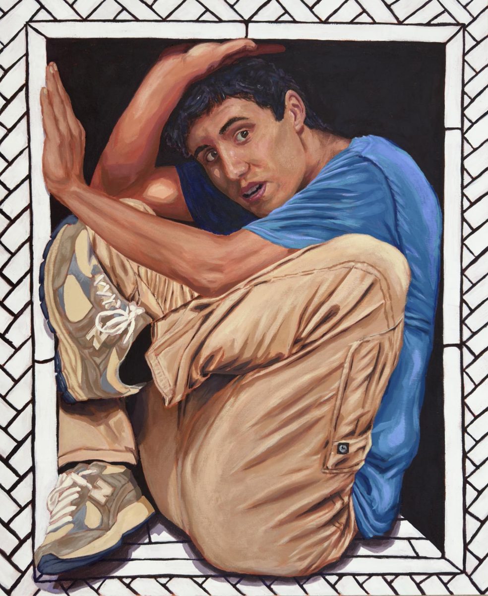 Jameson Walker’s “Contorted Case, Fireplace.” Acrylic on canvas.