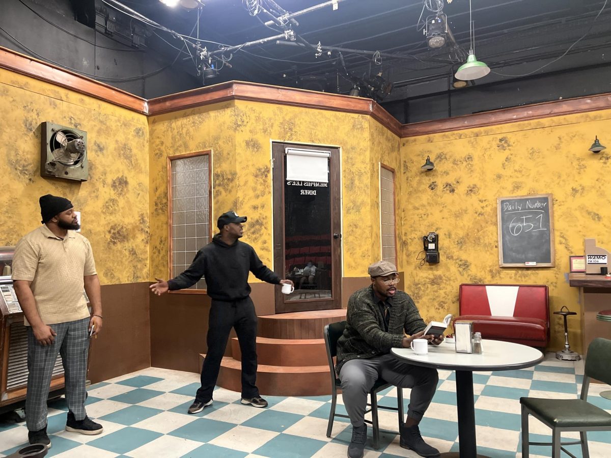 Two-trains-running rehearsal.
Photo Credit: Beck Center for the Arts