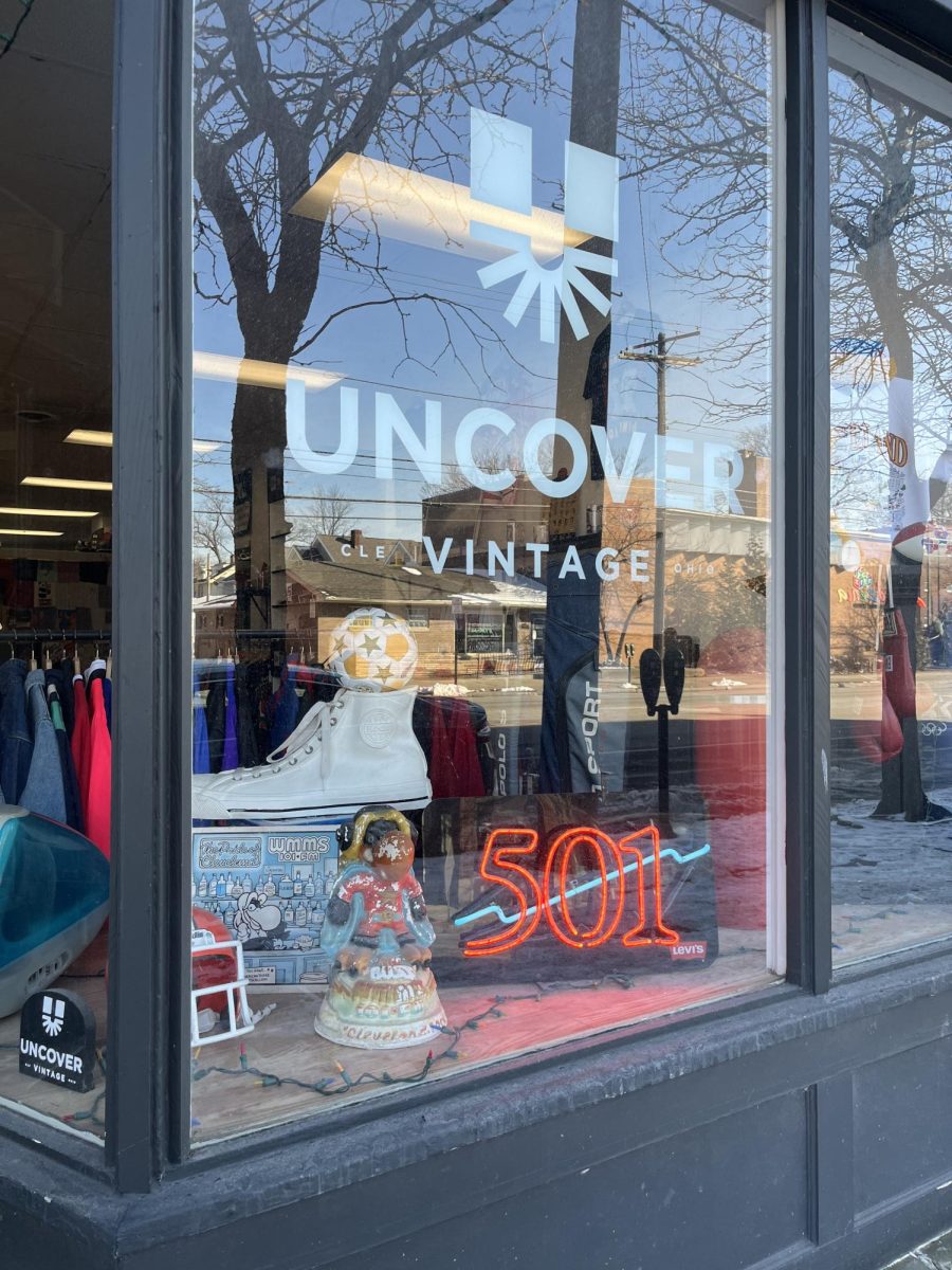 The exterior of the store featuring some vintage trinkets.