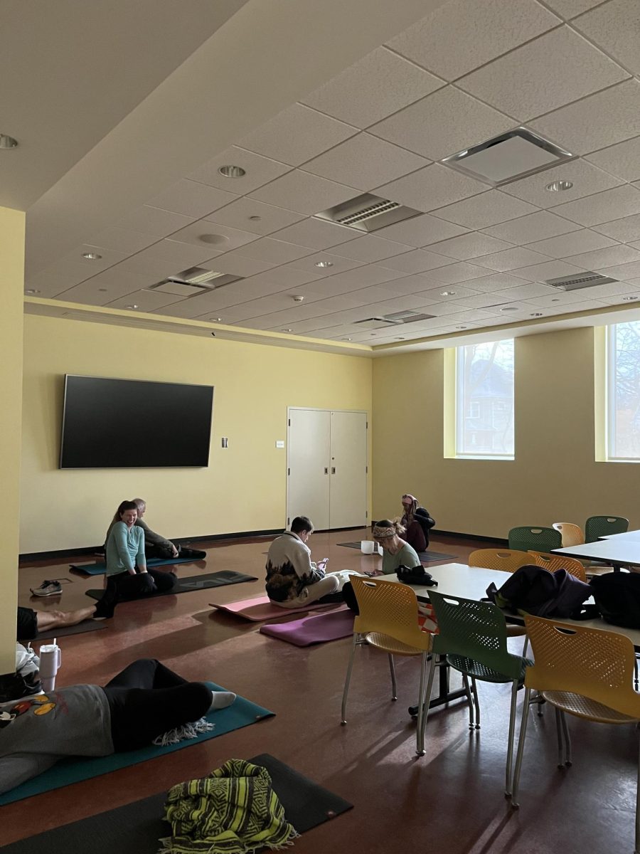 The class prepares for a sound bath session.