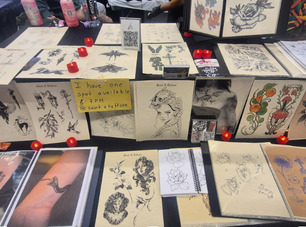 A table of past projects and the artist's drawn options