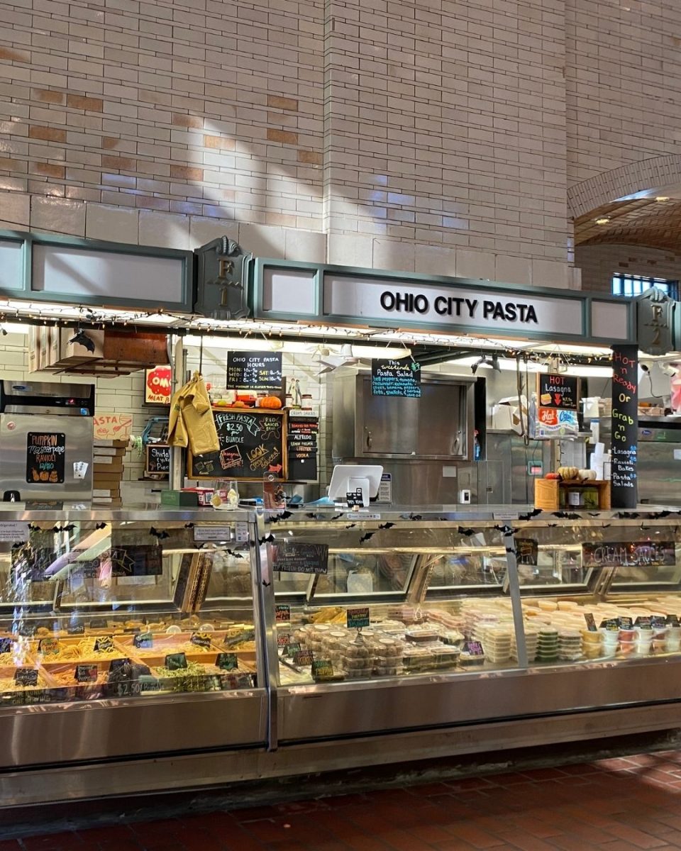 The Ohio City Pasta stand features all of its products at the West Side Market.