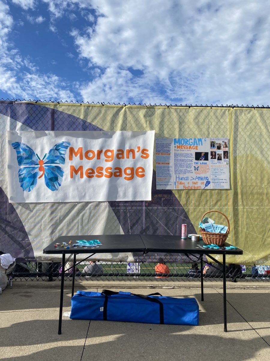 Morgan's Message informational table at the Girls' Lacrosse game.
